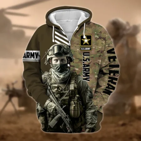 U.S. Army Veteran All Over Prints Zipper Hoodie Shirt All Gave Some Patriotic Attire QT1906AMA21