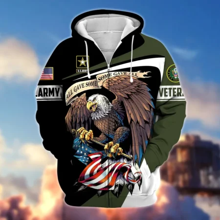 U.S. Army Veteran All Over Prints Zipper Hoodie Shirt All Gave Some Patriotic Attire QT1906AMA22