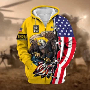 U.S. Army Veteran All Over Prints Zipper Hoodie Shirt All Gave Some Patriotic Attire QT1906AMA23