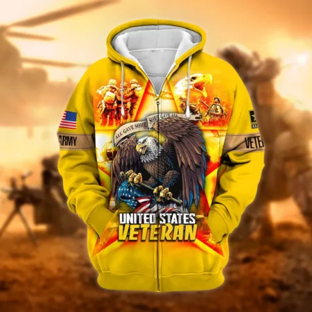 U.S. Army Veteran All Over Prints Zipper Hoodie Shirt All Gave Some Patriotic Attire QT1906AMA24