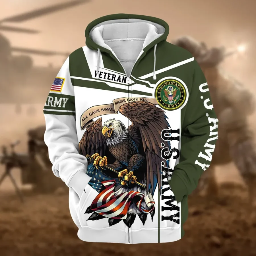 U.S. Army Veteran All Over Prints Zipper Hoodie Shirt All Gave Some Uniform Appreciation QT1906AMA36