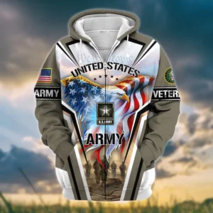 U.S. Army Veteran All Over Prints Zipper Hoodie Shirt Military Veterans Patriotic Attire QT1906AMA39