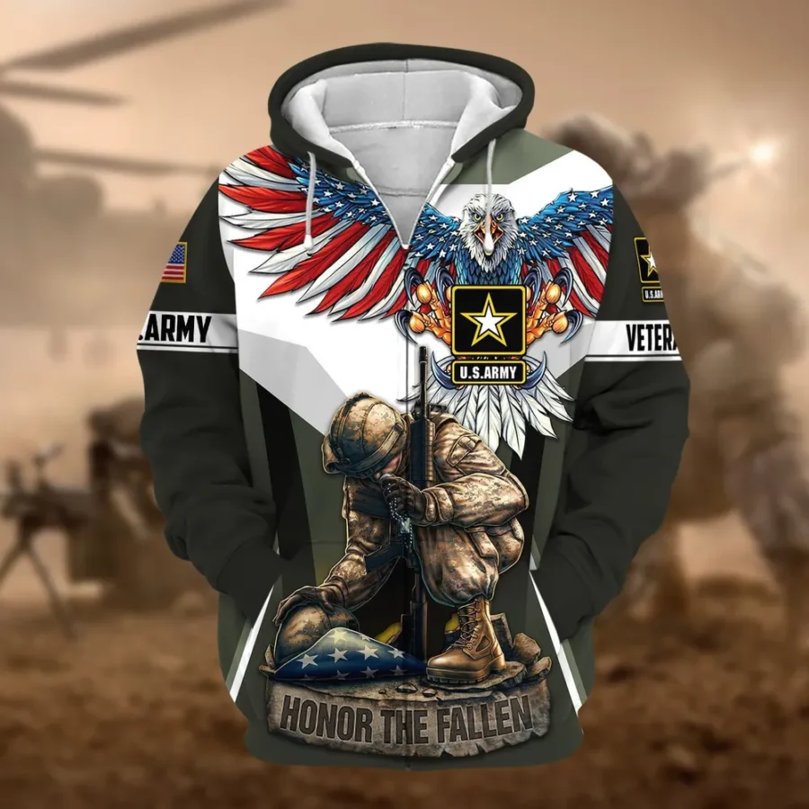 U.S. Army Veteran All Over Prints Zipper Hoodie Shirt Military Veterans Patriotic Attire QT1906AMA40