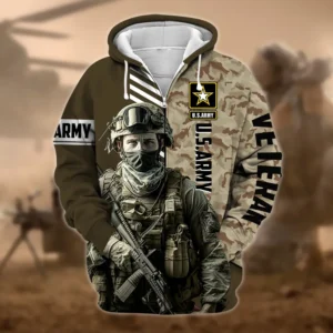 U.S. Army Veteran All Over Prints Zipper Hoodie Shirt Military Veterans Patriotic Attire QT1906AMA45