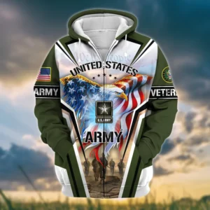 U.S. Army Veteran All Over Prints Zipper Hoodie Shirt Military Veterans Patriotic Attire QT1906AMA49