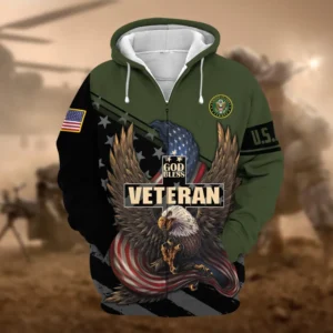 U.S. Army Veteran All Over Prints Zipper Hoodie Shirt Military Veterans Patriotic Attire QT1906AMA51