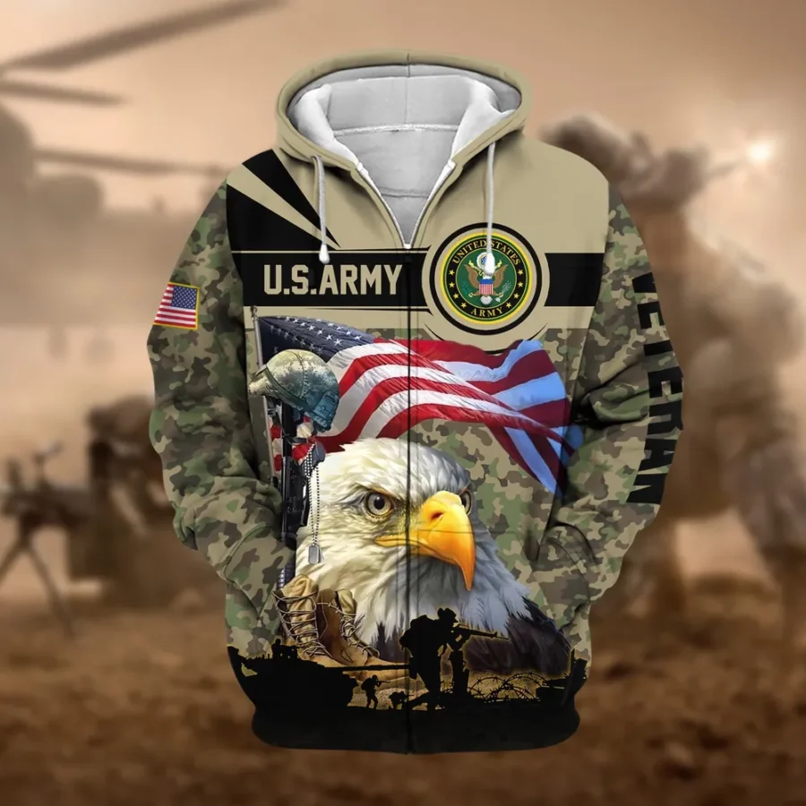 U.S. Army Veteran All Over Prints Zipper Hoodie Shirt Military Veterans Patriotic Attire QT1906AMA52