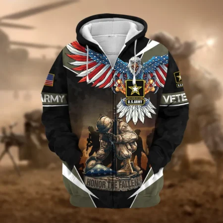 U.S. Army Veteran All Over Prints Zipper Hoodie Shirt Military Veterans Patriotic Attire QT1906AMA55