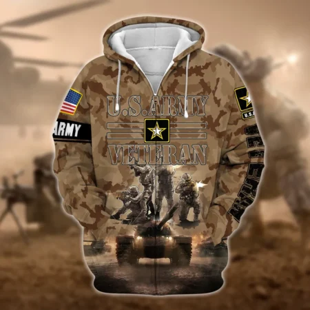 U.S. Army Veteran All Over Prints Zipper Hoodie Shirt Military Veterans Patriotic Attire QT1906AMA57