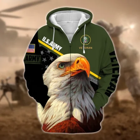 U.S. Army Veteran All Over Prints Zipper Hoodie Shirt Military Veterans Uniform Appreciation QT1906AMA60