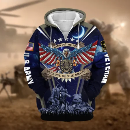 U.S. Army Veteran All Over Prints Zipper Hoodie Shirt Military Veterans Uniform Appreciation QT1906AMA62
