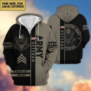 U.S. Army Veteran All Over Prints Zipper Hoodie Shirt Military Veterans Uniform Appreciation QT1906AMA63