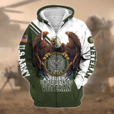 U.S. Army Veteran All Over Prints Zipper Hoodie Shirt Military Veterans Uniform Appreciation QT1906AMA66