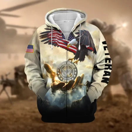 U.S. Army Veteran All Over Prints Zipper Hoodie Shirt Military Veterans Uniform Appreciation QT1906AMA67