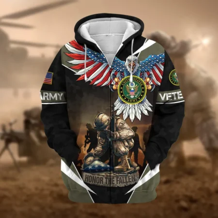 U.S. Army Veteran All Over Prints Zipper Hoodie Shirt Military Veterans Uniform Appreciation QT1906AMA70