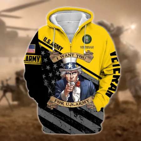 U.S. Army Veteran All Over Prints Zipper Hoodie Shirt Military Veterans Uniform Appreciation QT1906AMA71
