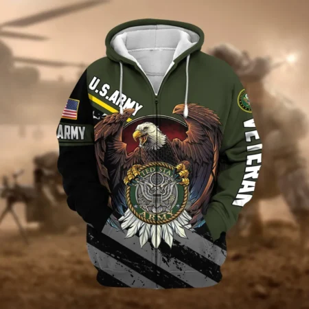 U.S. Army Veteran All Over Prints Zipper Hoodie Shirt Military Veterans Uniform Appreciation QT1906AMA75