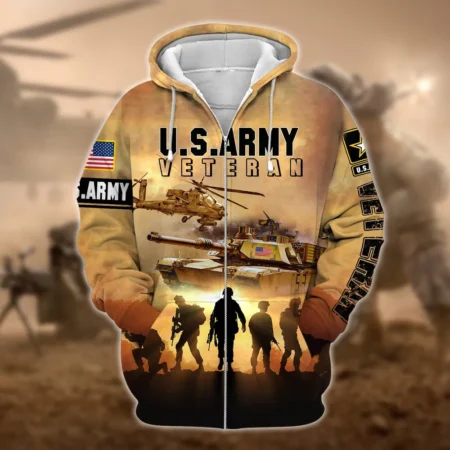 U.S. Army Veteran All Over Prints Zipper Hoodie Shirt Military Veterans Uniform Appreciation QT1906AMA76