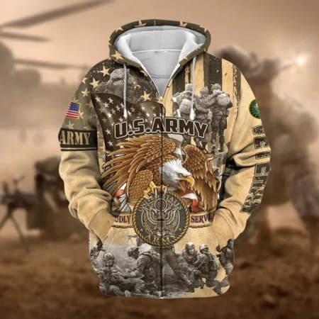 U.S. Army Veteran All Over Prints Zipper Hoodie Shirt Retirees Patriotic Attire QT1906AMA79