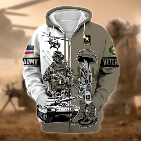 U.S. Army Veteran All Over Prints Zipper Hoodie Shirt Retirees Patriotic Attire QT1906AMA82
