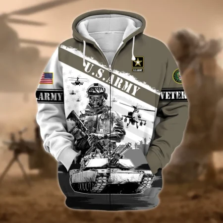 U.S. Army Veteran All Over Prints Zipper Hoodie Shirt Retirees Patriotic Attire QT1906AMA83