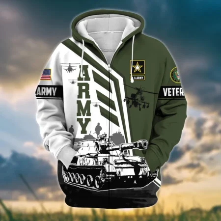 U.S. Army Veteran All Over Prints Zipper Hoodie Shirt Retirees Patriotic Attire QT1906AMA85