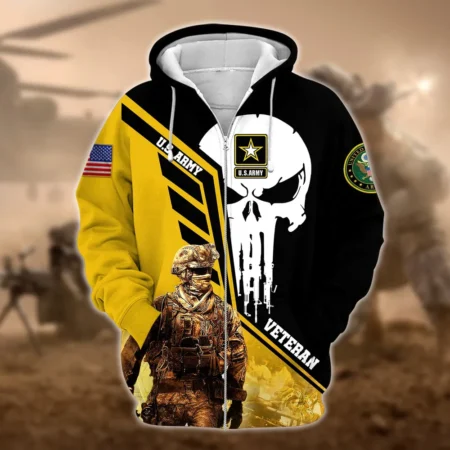 U.S. Army Veteran All Over Prints Zipper Hoodie Shirt Retirees Patriotic Attire QT1906AMA87