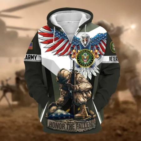 U.S. Army Veteran All Over Prints Zipper Hoodie Shirt Retirees Patriotic Attire QT1906AMA88