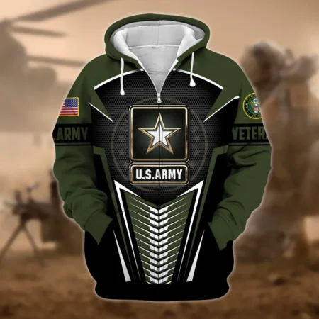 U.S. Army Veteran All Over Prints Zipper Hoodie Shirt Retirees Patriotic Attire QT1906AMA89