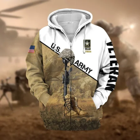 U.S. Army Veteran All Over Prints Zipper Hoodie Shirt Retirees Patriotic Attire QT1906AMA91