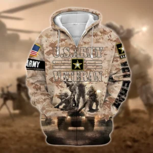 U.S. Army Veteran All Over Prints Zipper Hoodie Shirt Retirees Patriotic Attire QT1906AMA93