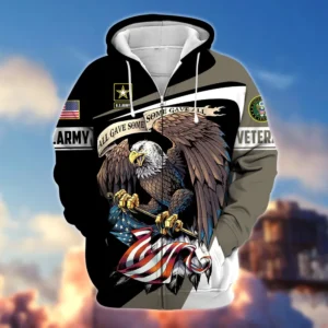 U.S. Army Veteran All Over Prints Zipper Hoodie Shirt Retirees Patriotic Attire QT1906AMA94