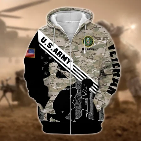 U.S. Army Veteran All Over Prints Zipper Hoodie Shirt Retirees Patriotic Attire QT1906AMA96