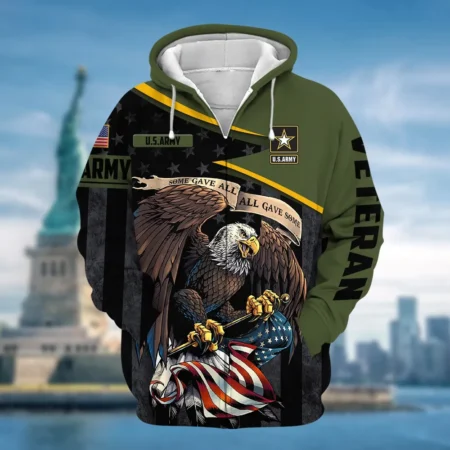 U.S. Army Veteran All Over Prints Zipper Hoodie Shirt Retirees Patriotic Attire QT1906AMA97