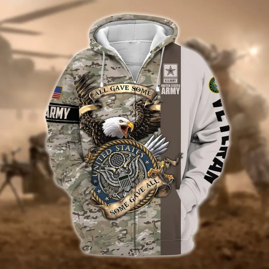 U.S. Army Veteran All Over Prints Zipper Hoodie Shirt Retirees Patriotic Attire QT1906AMA98