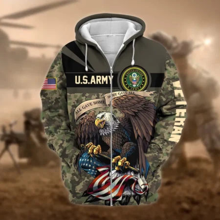 U.S. Army Veteran All Over Prints Zipper Hoodie Shirt Retirees Uniform Appreciation QT1906AMA100