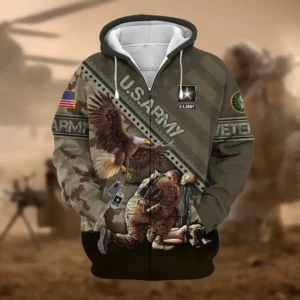 U.S. Army Veteran All Over Prints Zipper Hoodie Shirt Retirees Uniform Appreciation QT1906AMA102