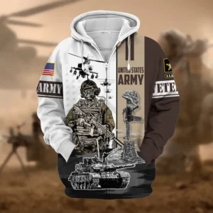 U.S. Army Veteran All Over Prints Zipper Hoodie Shirt Retirees Uniform Appreciation QT1906AMA103