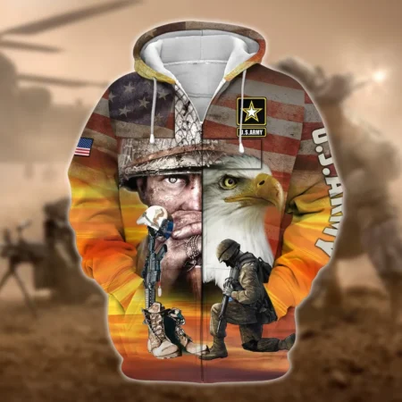 U.S. Army Veteran All Over Prints Zipper Hoodie Shirt Retirees Uniform Appreciation QT1906AMA104