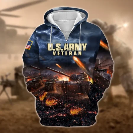 U.S. Army Veteran All Over Prints Zipper Hoodie Shirt Retirees Uniform Appreciation QT1906AMA105