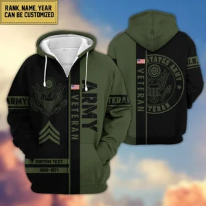 U.S. Army Veteran All Over Prints Zipper Hoodie Shirt Retirees Uniform Appreciation QT1906AMA106