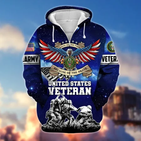 U.S. Army Veteran All Over Prints Zipper Hoodie Shirt Retirees Uniform Appreciation QT1906AMA107