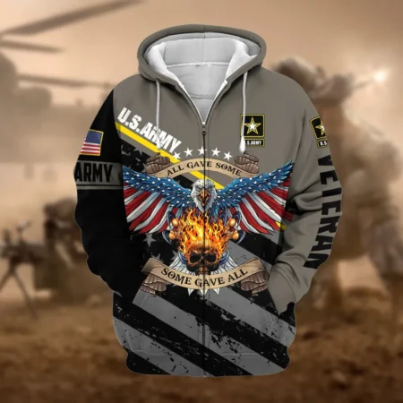 U.S. Army Veteran All Over Prints Zipper Hoodie Shirt Retirees Uniform Appreciation QT1906AMA108