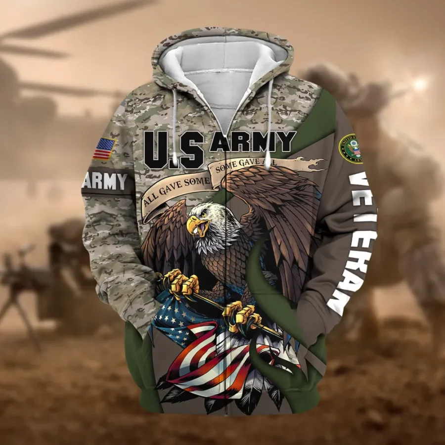 U.S. Army Veteran All Over Prints Zipper Hoodie Shirt Retirees Uniform Appreciation QT1906AMA110