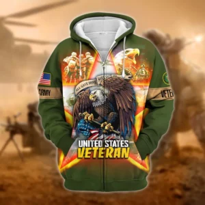 U.S. Army Veteran All Over Prints Zipper Hoodie Shirt Retirees Uniform Appreciation QT1906AMA111