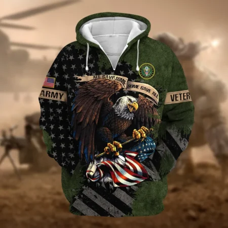 U.S. Army Veteran All Over Prints Zipper Hoodie Shirt Retirees Uniform Appreciation QT1906AMA112