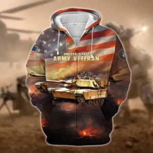 U.S. Army Veteran All Over Prints Zipper Hoodie Shirt Retirees Uniform Appreciation QT1906AMA114