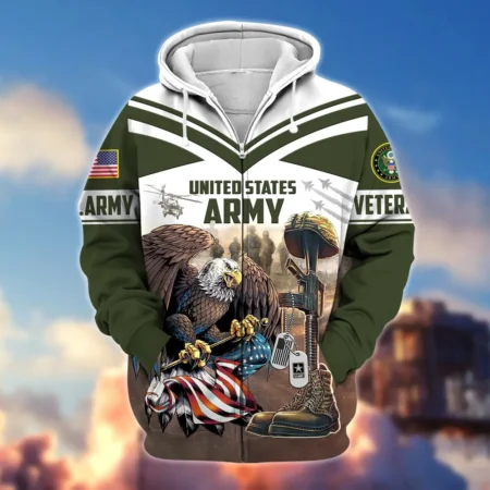 U.S. Army Veteran All Over Prints Zipper Hoodie Shirt Retirees Uniform Appreciation QT1906AMA115