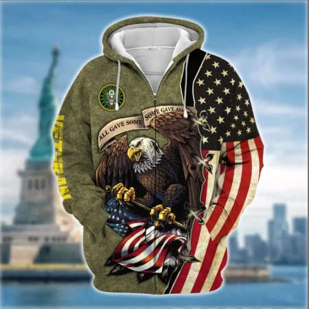 U.S. Army Veteran All Over Prints Zipper Hoodie Shirt Retirees Uniform Appreciation QT1906AMA116