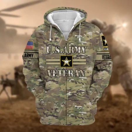 U.S. Army Veteran All Over Prints Zipper Hoodie Shirt Some Gave All Patriotic Attire QT1906AMA118